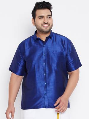 Blue Silk Blend Ethnic Shirt 2