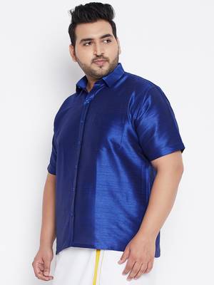 Blue Silk Blend Ethnic Shirt 3