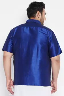 Blue Silk Blend Ethnic Shirt