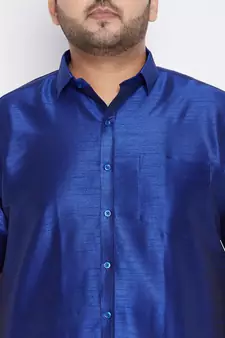 Blue Silk Blend Ethnic Shirt
