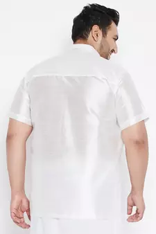 White Silk Blend Ethnic Shirt
