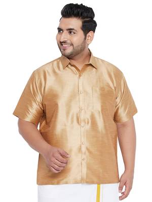 Rose Gold Silk Blend Ethnic Shirt 1