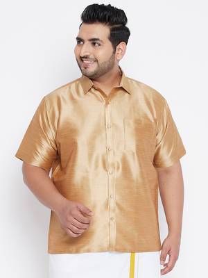 Rose Gold Silk Blend Ethnic Shirt 2