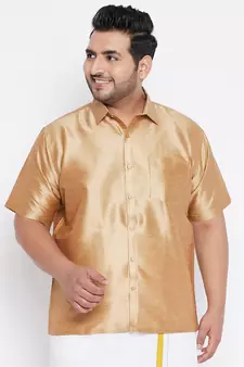 Rose Gold Silk Blend Ethnic Shirt