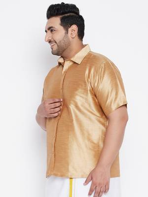 Rose Gold Silk Blend Ethnic Shirt 3