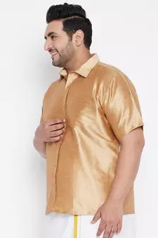 Rose Gold Silk Blend Ethnic Shirt