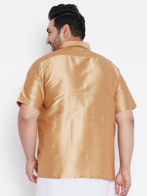 Rose Gold Silk Blend Ethnic Shirt 4