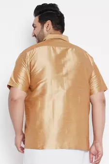Rose Gold Silk Blend Ethnic Shirt