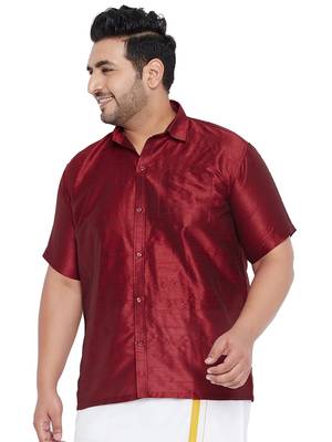 Maroon Silk Blend Ethnic Shirt 1