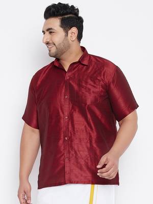 Maroon Silk Blend Ethnic Shirt 2