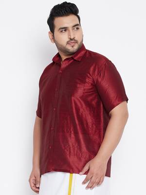 Maroon Silk Blend Ethnic Shirt 3