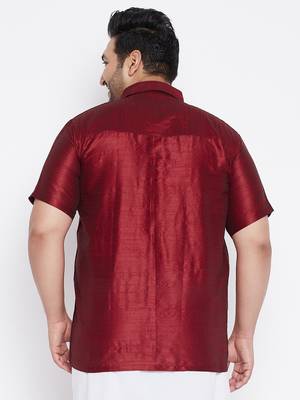 Maroon Silk Blend Ethnic Shirt 4