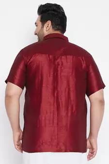 Maroon Silk Blend Ethnic Shirt