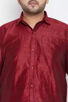 Maroon Silk Blend Ethnic Shirt