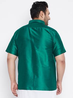 Green Silk Blend Ethnic Shirt 4