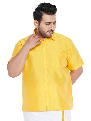 Yellow Silk Blend Ethnic Shirt 1