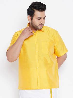 Yellow Silk Blend Ethnic Shirt 2