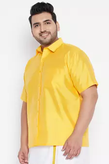 Yellow Silk Blend Ethnic Shirt