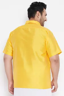 Yellow Silk Blend Ethnic Shirt