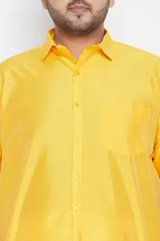 Yellow Silk Blend Ethnic Shirt