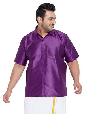 Purple Silk Blend Ethnic Shirt 1