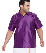 Purple Silk Blend Ethnic Shirt