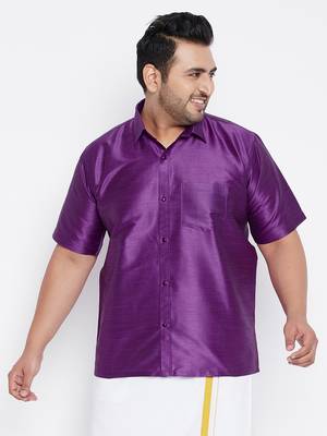 Purple Silk Blend Ethnic Shirt 2