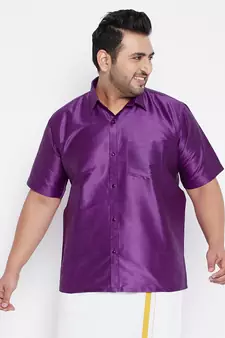 Purple Silk Blend Ethnic Shirt