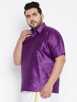 Purple Silk Blend Ethnic Shirt 3