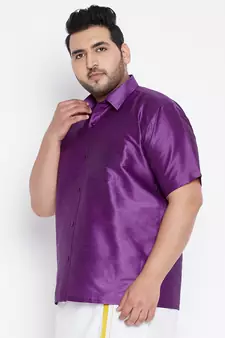 Purple Silk Blend Ethnic Shirt