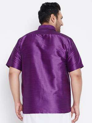 Purple Silk Blend Ethnic Shirt 4