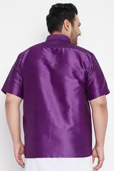 Purple Silk Blend Ethnic Shirt