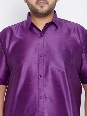 Purple Silk Blend Ethnic Shirt 5