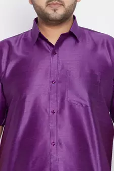 Purple Silk Blend Ethnic Shirt