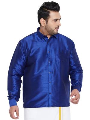 Blue Silk Blend Ethnic Shirt 1