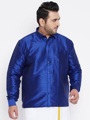 Blue Silk Blend Ethnic Shirt 2