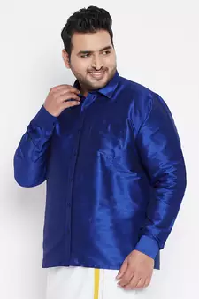 Blue Silk Blend Ethnic Shirt
