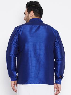 Blue Silk Blend Ethnic Shirt 4