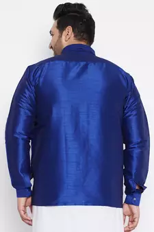 Blue Silk Blend Ethnic Shirt