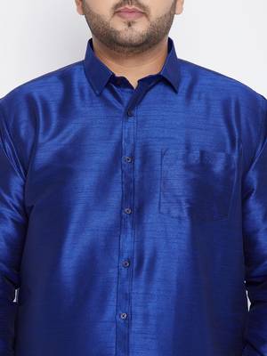 Blue Silk Blend Ethnic Shirt 5