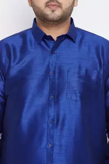 Blue Silk Blend Ethnic Shirt