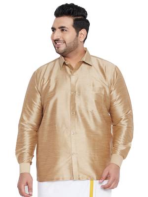 Rose Gold Silk Blend Ethnic Shirt 1
