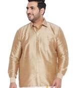 Rose Gold Silk Blend Ethnic Shirt