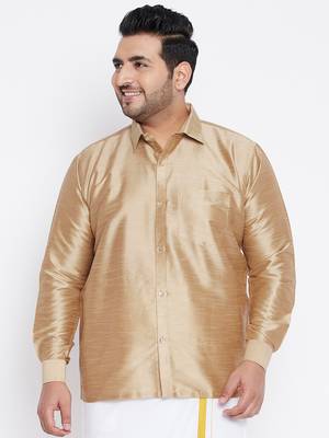 Rose Gold Silk Blend Ethnic Shirt 2