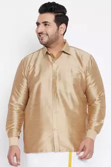 Rose Gold Silk Blend Ethnic Shirt
