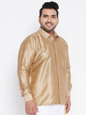 Rose Gold Silk Blend Ethnic Shirt 3