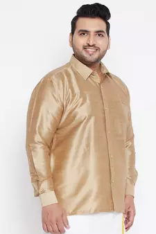 Rose Gold Silk Blend Ethnic Shirt