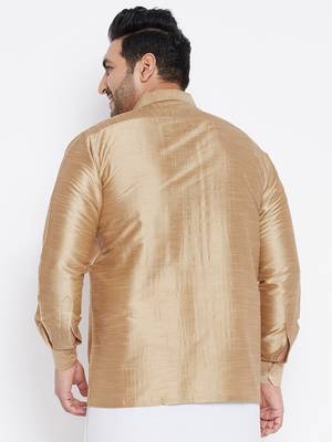 Rose Gold Silk Blend Ethnic Shirt 4