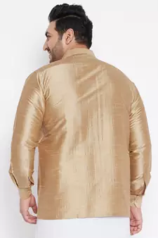 Rose Gold Silk Blend Ethnic Shirt