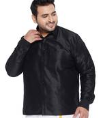 Black Silk Blend Ethnic Shirt